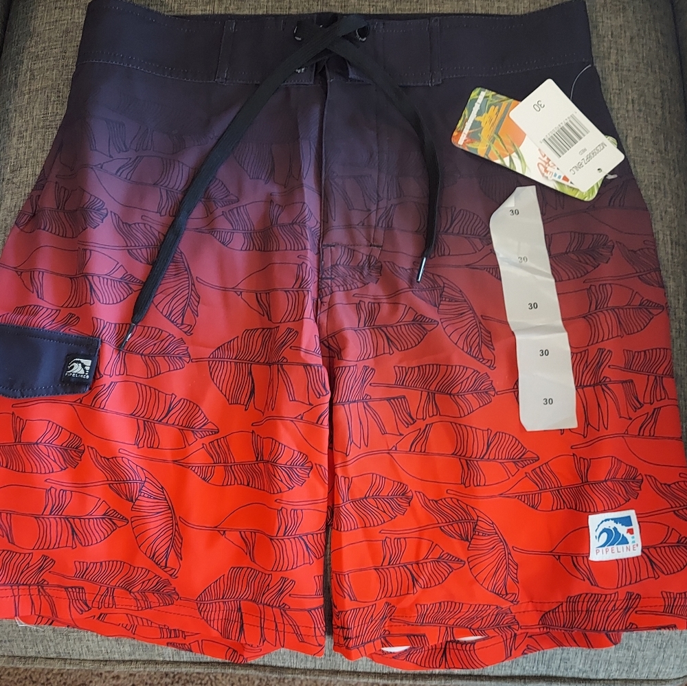 Pipeline Mens Swim Trunk Red 30